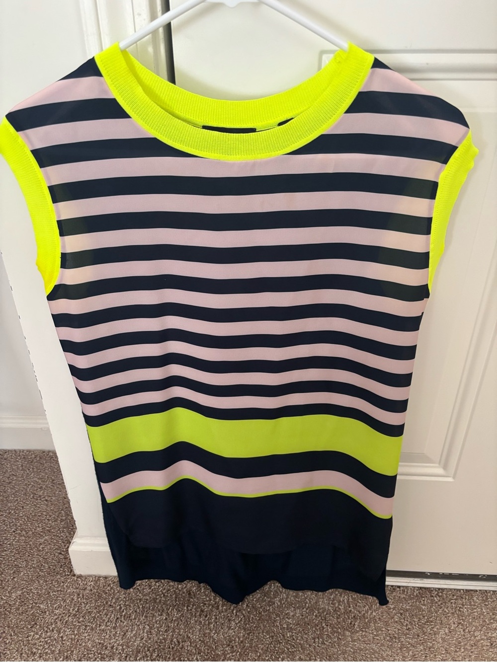 Ted Baker London Neon Trim Striped Sleeveless top